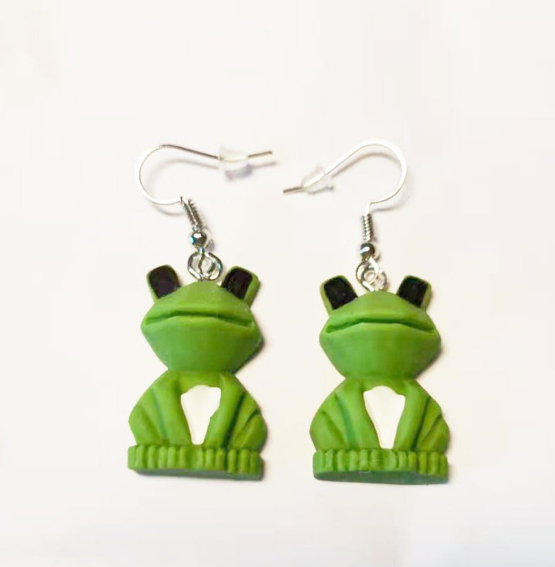 Frog Earrings Green Pendant Earrings-Jewearrings