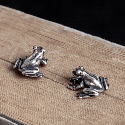 Frog Earrings Sterling Silver Studs-Jewearrings