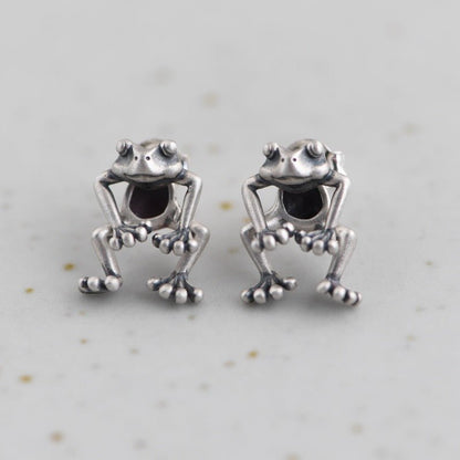 Frog Earrings Vintage Silver Earrings-Jewearrings