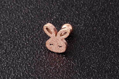 Frosted Rabbit Titanium Earrings-Jewearrings