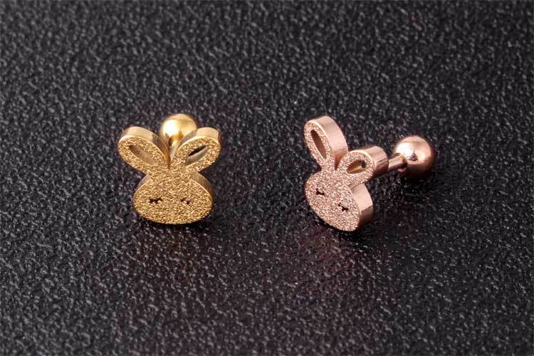 Frosted Rabbit Titanium Earrings-Jewearrings