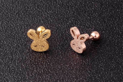 Frosted Rabbit Titanium Earrings-Jewearrings