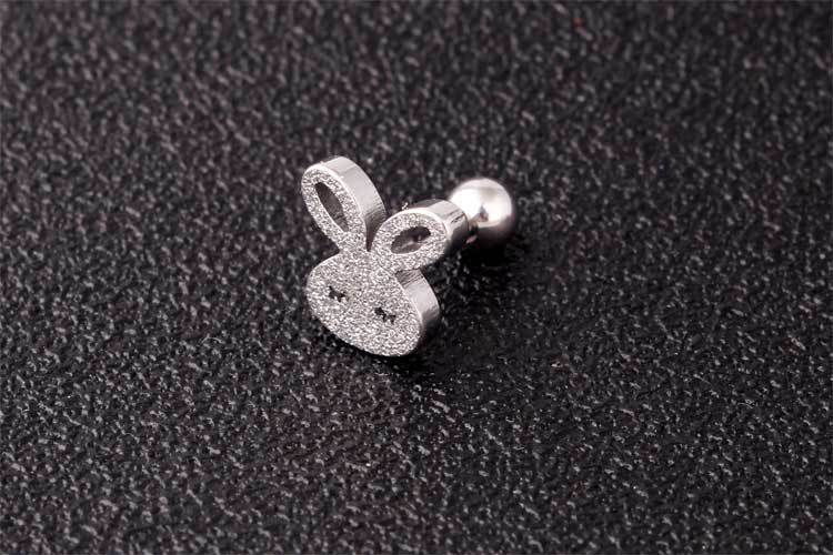 Frosted Rabbit Titanium Earrings-Jewearrings