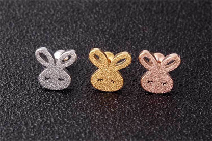 Frosted Rabbit Titanium Earrings-Jewearrings