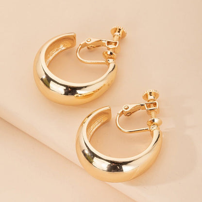 Frosty Alloy C-Shaped Exaggerated Hoop Earrings-Jewearrings