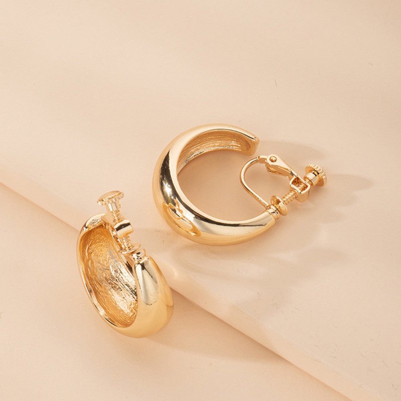 Frosty Alloy C-Shaped Exaggerated Hoop Earrings-Jewearrings