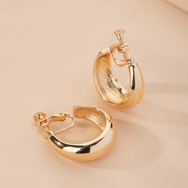 Frosty Alloy C-Shaped Exaggerated Hoop Earrings-Jewearrings