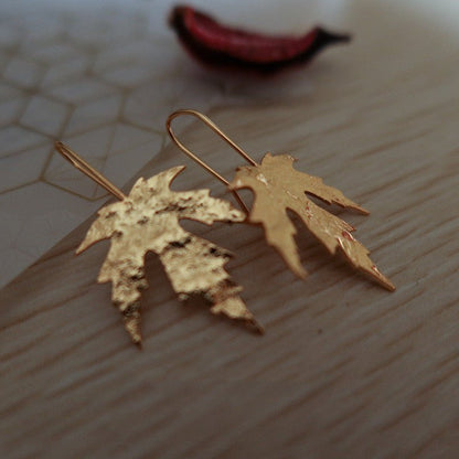 Frosty Frosted Gold Leaf Stud Earrings-Jewearrings