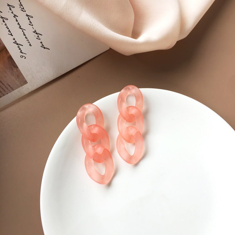 Fruity Oval Acrylic Frosted Chain Earrings-Jewearrings