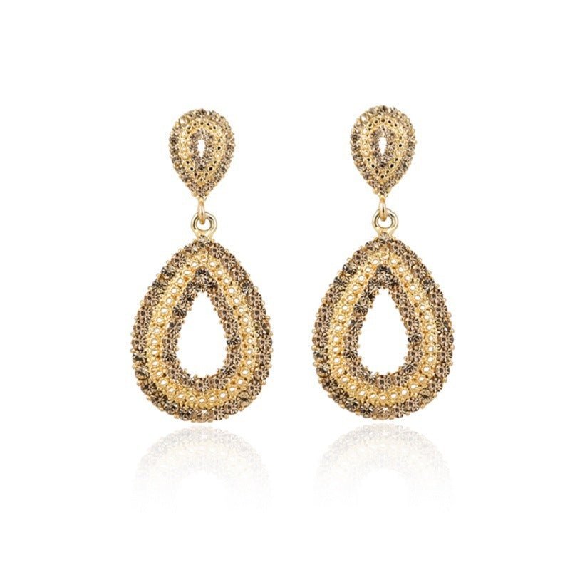 Full Diamond Acrylic Hollow Design Ladies Earrings-Jewearrings