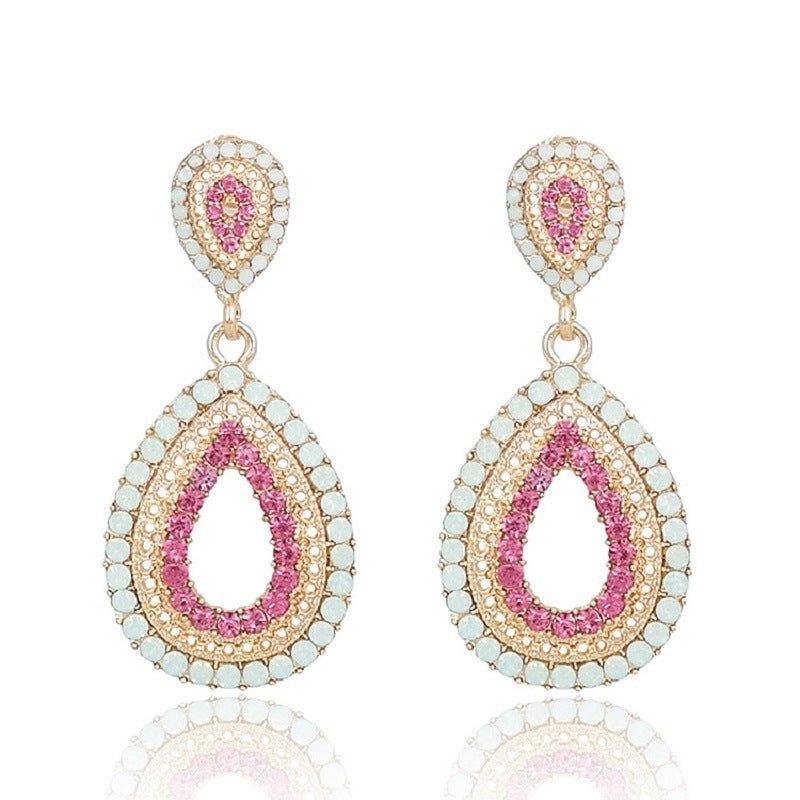 Full Diamond Acrylic Hollow Design Ladies Earrings-Jewearrings