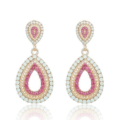 Full Diamond Acrylic Hollow Design Ladies Earrings-Jewearrings