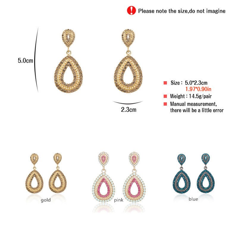 Full Diamond Acrylic Hollow Design Ladies Earrings-Jewearrings