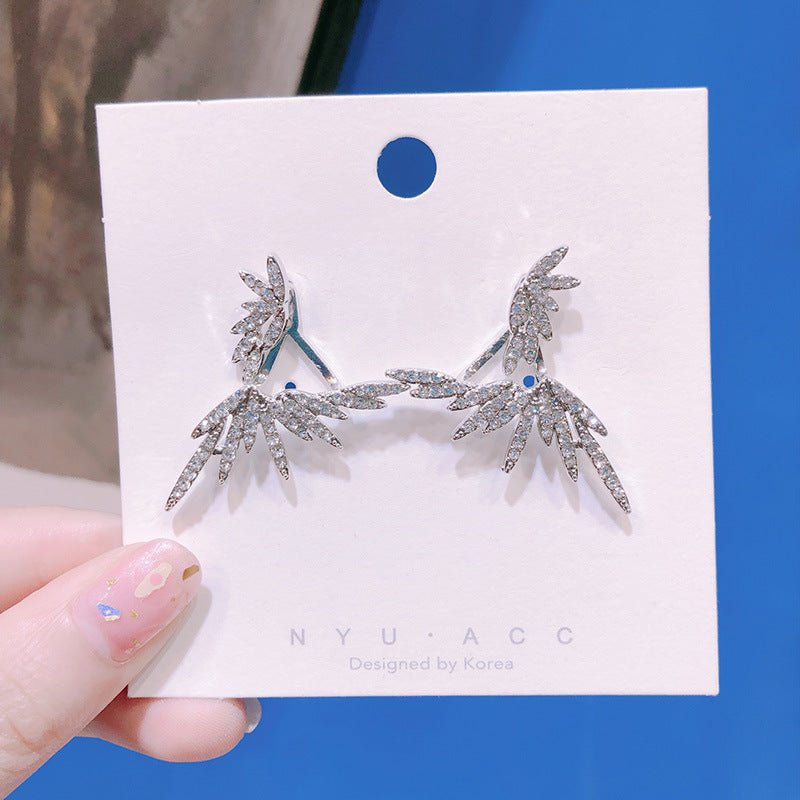 Full Diamond Angel Wing Earrings-Jewearrings