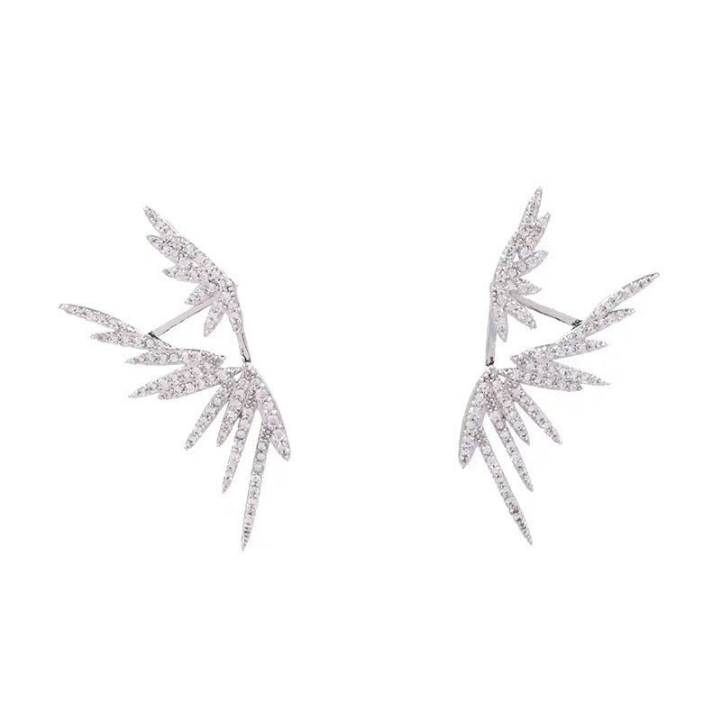 Full Diamond Angel Wing Earrings-Jewearrings