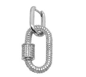 Full Diamond Carabiner Stud Earrings-Jewearrings