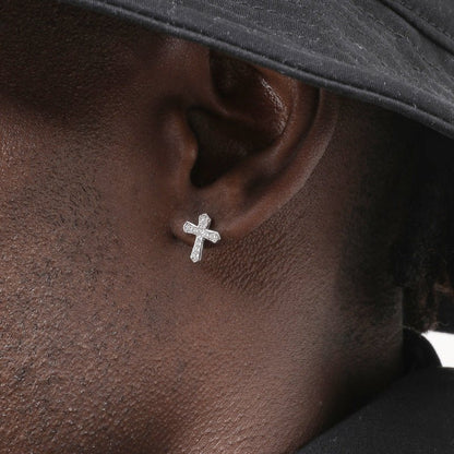 Full Diamond Cross Hip Hop Zircon Earrings-Jewearrings