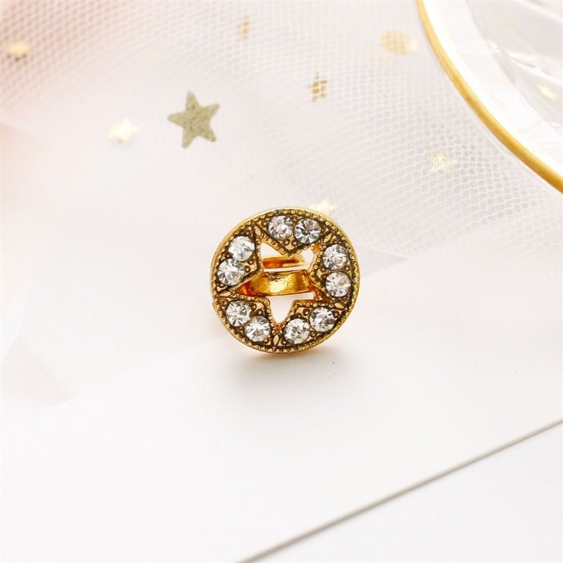 Full Diamond Five-pointed Star Stud Earrings Ear Clip-Jewearrings