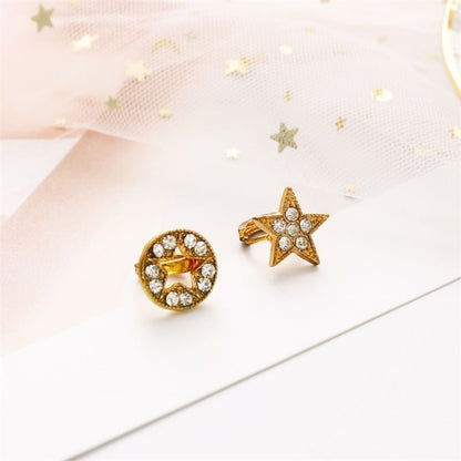 Full Diamond Five-pointed Star Stud Earrings Ear Clip-Jewearrings