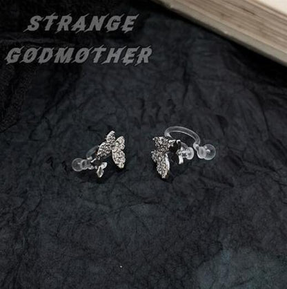 Full diamond small butterfly earrings female pierced ears ear clips forest girl wild net red earrings new 925 silver needle-Jewearrings