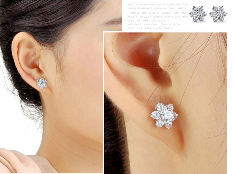 Full diamond snowflake stud earrings-Jewearrings