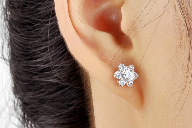 Full diamond snowflake stud earrings-Jewearrings