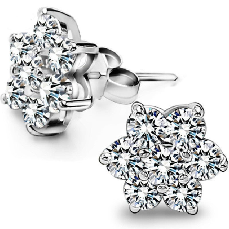 Full diamond snowflake stud earrings-Jewearrings