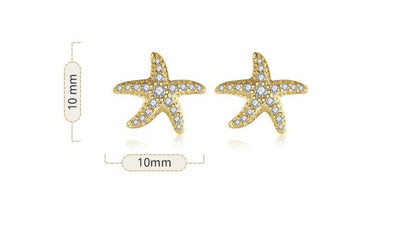 Full Diamond Starfish Stud Earrings Women's Advanced Design-Jewearrings