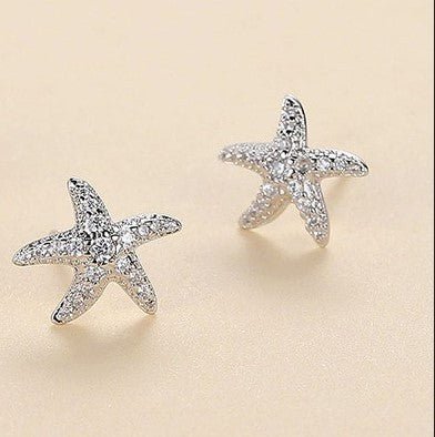 Full Diamond Starfish Stud Earrings Women's Advanced Design-Jewearrings