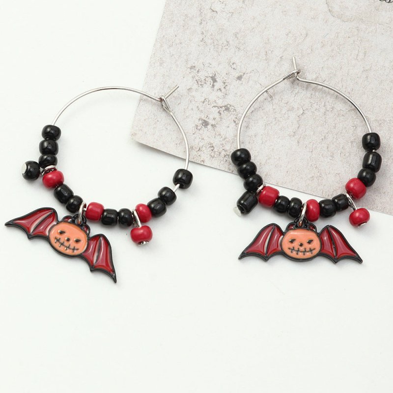 Fun Pumpkin Earrings With Rice Beads-Jewearrings