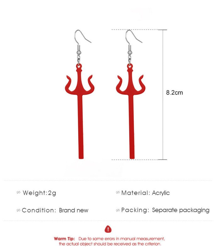 Funny Exaggerated Acrylic Trident Earrings-Jewearrings