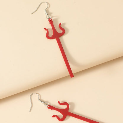 Funny Exaggerated Acrylic Trident Earrings-Jewearrings