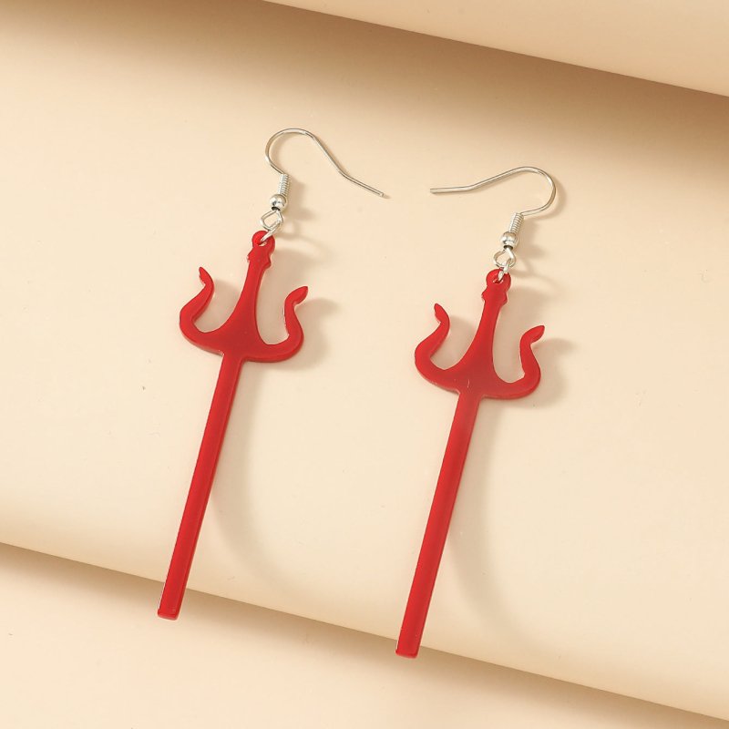 Funny Exaggerated Acrylic Trident Earrings-Jewearrings