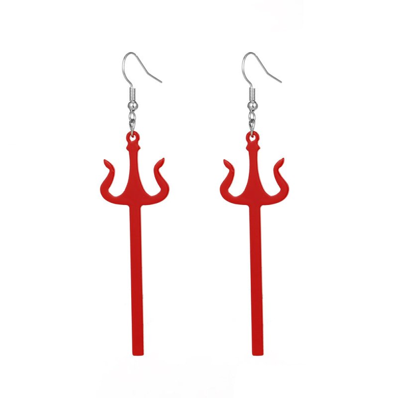 Funny Exaggerated Acrylic Trident Earrings-Jewearrings