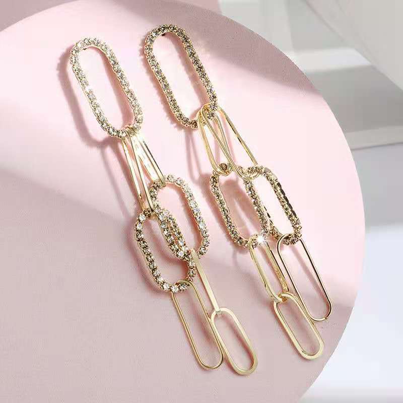 FYUAN Long Tassel Crystal Drop Earrings For Women Bijoux-Jewearrings