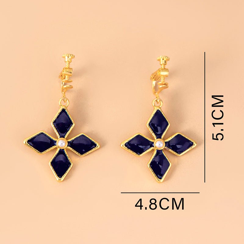 Genshin Impact Keqing Enamel Blue Geometric Flower Earrings-Jewearrings