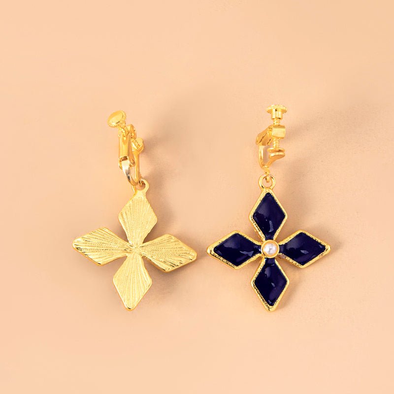 Genshin Impact Keqing Enamel Blue Geometric Flower Earrings-Jewearrings