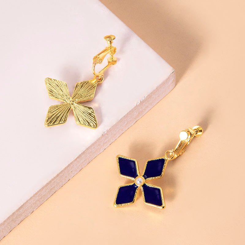 Genshin Impact Keqing Enamel Blue Geometric Flower Earrings-Jewearrings