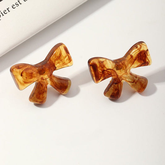 Geometric Acrylic Flower Earrings Female Amber Brown-Jewearrings