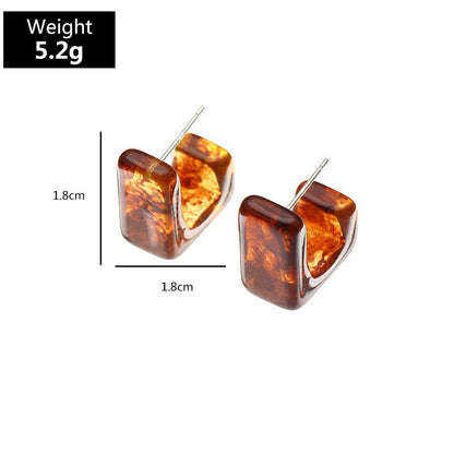 Geometric Acrylic Flower Earrings Female Amber Brown-Jewearrings