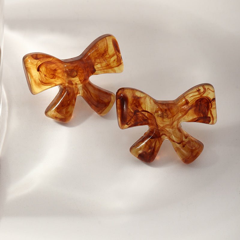 Geometric Acrylic Flower Earrings Female Amber Brown-Jewearrings