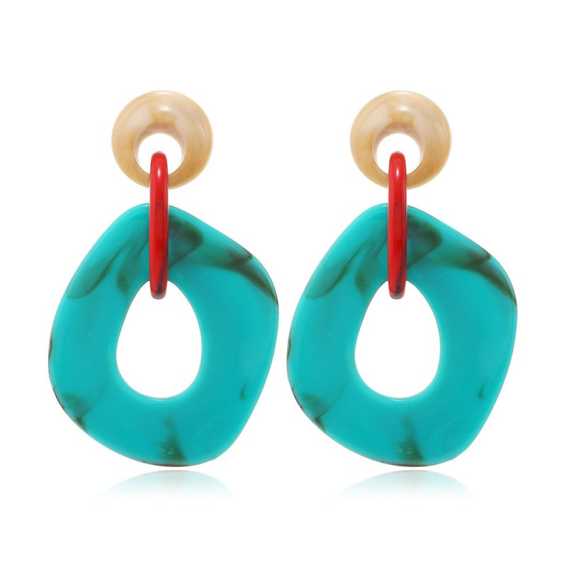 Geometric Acrylic Hepburn Wind Color Bump Earrings-Jewearrings