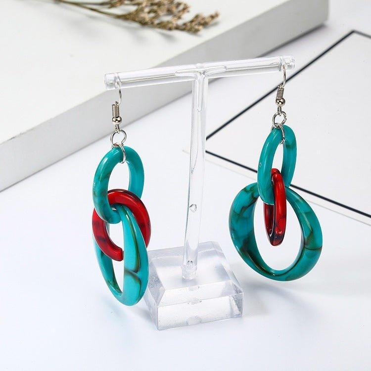 Geometric Acrylic Hepburn Wind Color Bump Earrings-Jewearrings