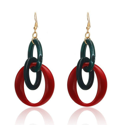 Geometric Acrylic Hepburn Wind Color Bump Earrings-Jewearrings