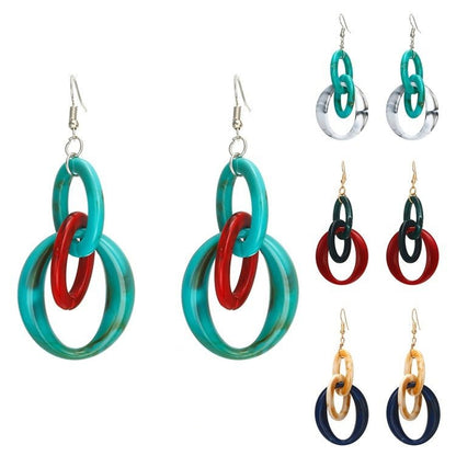 Geometric Acrylic Hepburn Wind Color Bump Earrings-Jewearrings