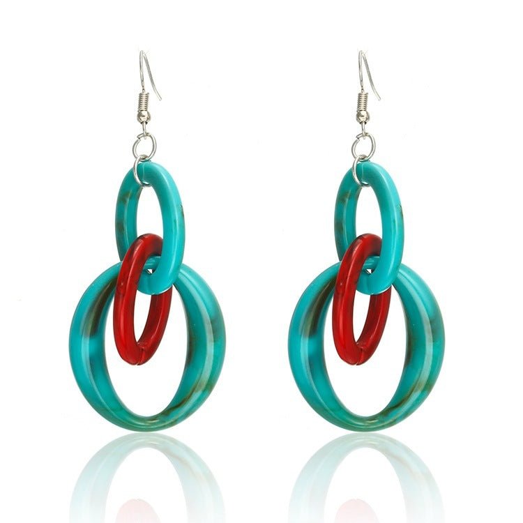 Geometric Acrylic Hepburn Wind Color Bump Earrings-Jewearrings