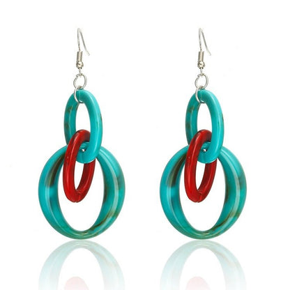 Geometric Acrylic Hepburn Wind Color Bump Earrings-Jewearrings