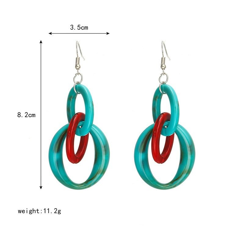 Geometric Acrylic Hepburn Wind Color Bump Earrings-Jewearrings