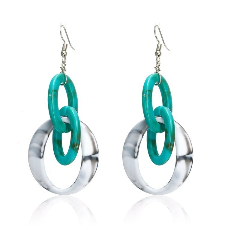 Geometric Acrylic Hepburn Wind Color Bump Earrings-Jewearrings