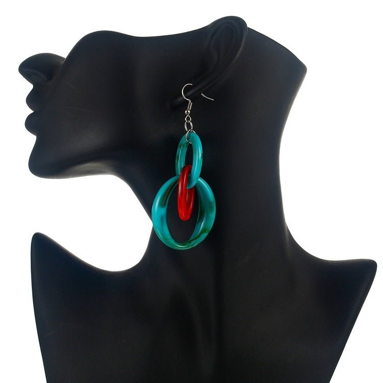 Geometric Acrylic Hepburn Wind Color Bump Earrings-Jewearrings